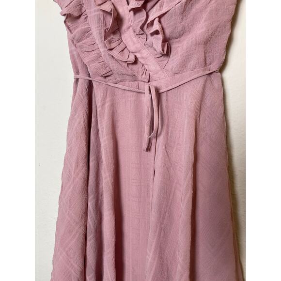 Saints Secrets Ruffle V-neck Mini Dress Pale Rose M Y2K Babydoll Chic Feminine - Picture 6 of 13